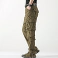 thumbnail image 6 of YUELONGHU Men's Casual Cargo Pants Black Cargo Pants Men Stretch Waist Men's Straight Leg Outdoor Casual Trousers with Pockets and Loose Work Pants 30, 6 of 6