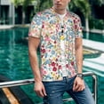 thumbnail image 6 of Hirioo Trendy Floral Design for Men's Baseball T-shirt Shirts Short Sleeve Casual Summer Button Stretch T Shirts,Size S-4XL-3X-Large, 6 of 7