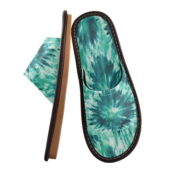 Unisex Travel Sandals House Slippers Includes Free Storage Bag for Hotel, Travel, Home Dark Teal Tie-dye Pattern