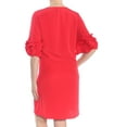 thumbnail image 2 of ALFANI $100 Womens New 1311 Red Ruffle Sleeve V Neck Shift Dress 10 B+B, 2 of 2