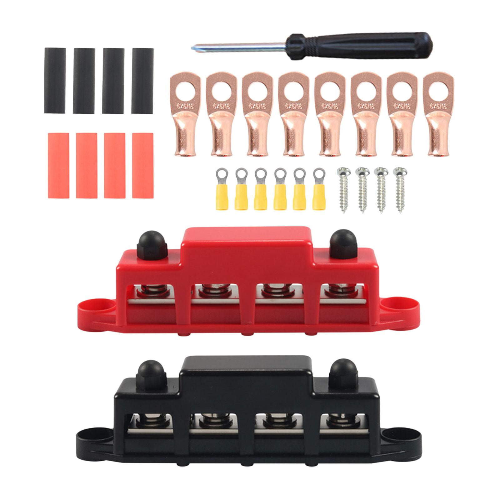 funtasica 2x Generic 4 Ways Wiring Row Busbar Terminal Block ,300A RV ,Modification ,Accessories ,Junction Block for Solar Wiring ,Car