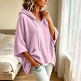 thumbnail image 7 of Inverlee Waffle Knit Short Sleeve Hoodies for Women Oversized Drop Shoulder Pullovers Pockets Solid Loose Casual Hooded Tops Pink S-XXL, 7 of 7