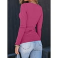 thumbnail image 5 of Womens Long Sleeve Shirts Square Neck Tops Ribbed Knit Basic Crop Tops Fall Outfits Fashion Clothes Rose Red XXL, 5 of 8