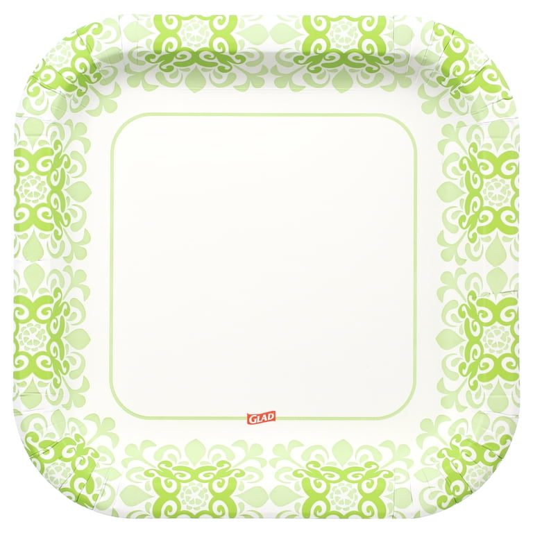 Glad Everyday 10" Square Paper Plates, Green Victorian, 100 Count photo 4