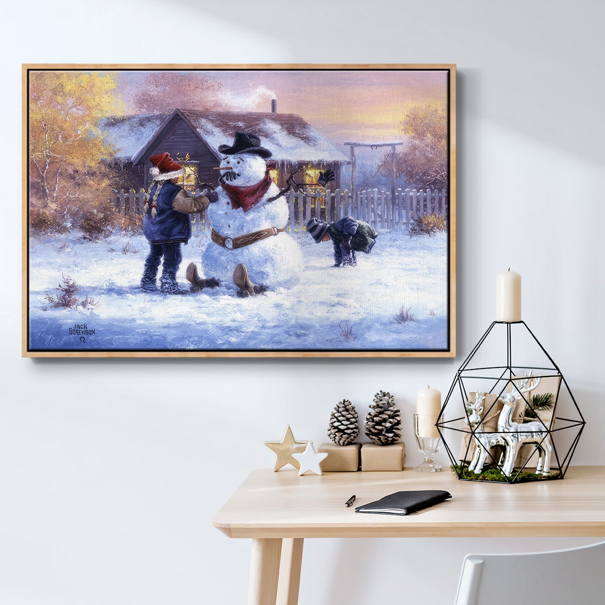 Gonna Be in Trouble - Framed Gallery Wrapped Holiday Canvas - 17 x 25 - Natural Wood Frame