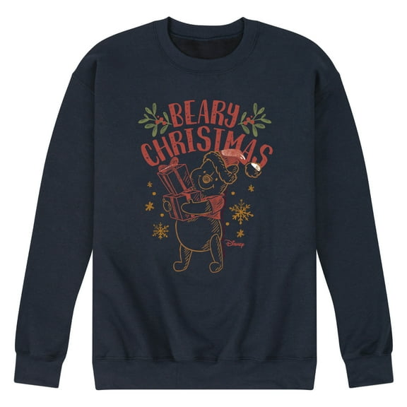 Disney Winnie The Pooh - Pooh Wishes A Beary Christmas - Men's Crew Neck Fleece Pullover