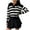 Black Sweaters, variant on BSDJILFG Sweaters for Juniors Y2K Striped Shirt Crop Top Long Sleeve Crew Neck Pullover Trendy Blouse