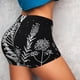 thumbnail image 4 of Fotbe Vintage Black white Plant skull Shorts Sin Costuras – Shorts Deportivos de Cintura Alta para Mujer, Elásticos para Gimnasio, Yoga, Running o Ciclismo-Small, 4 of 8