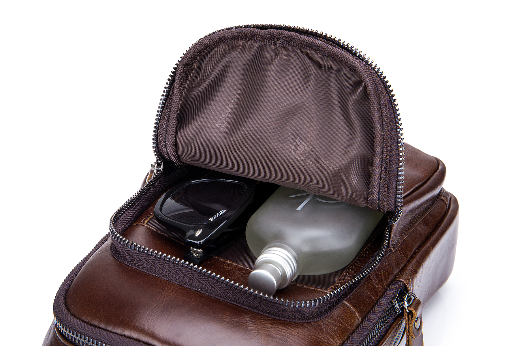 Sling Bag, BULLCAPTAIN Leather Chest Bag Crossbody Shoulder Business Backpack Outdoor Daypack