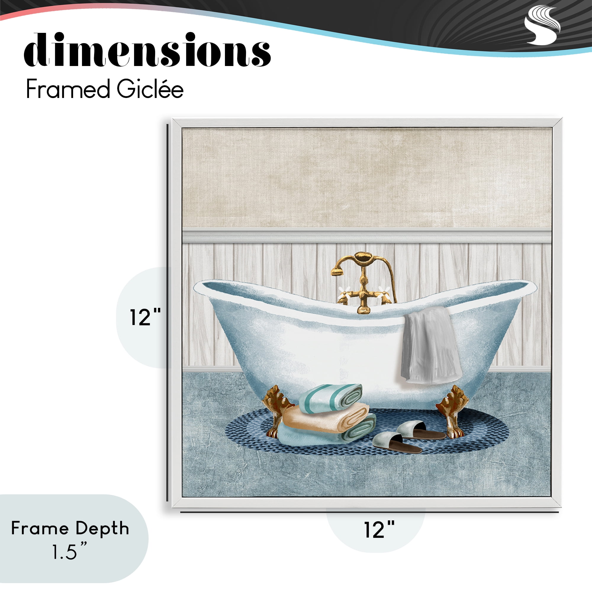 Stupell Industries Cozy Spa Bathtub & Slippers White Framed Giclee Art, design by Conrad Knutsen