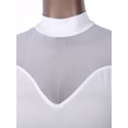 thumbnail image 5 of YONGHS Womens Mock Neck Ballet Dance Bodysuit Short Sleeve Cutout Back Dance Leotard White S, 5 of 7