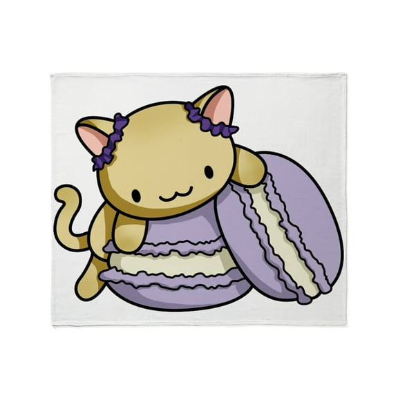 CafePress - Macaron Kitty Throw Blanket - Soft Fleece Throw Blanket, 50"x60" for All Ages
