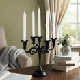 thumbnail image 4 of ThrottleT- 5 Arm Matte Black Candelabra Taper Candle Holders Decorations Indoor Kitchen Décor Table Candles Candlestick Candelabra Centerpiece Gothic Home Decor Wedding 10 Inch Tall, 4 of 15