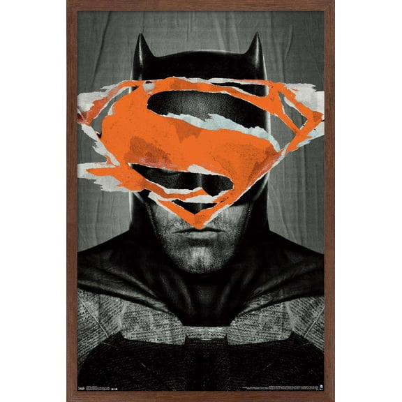 DC Comics Movie - Batman v Superman - Batman Teaser Wall Poster, 14.725" x 22.375", Framed