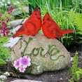 thumbnail image 4 of Exhart Solar Cardinal Love Rock Statue with Flowers, 8 inch, Resin, Multicolor, 4 of 7