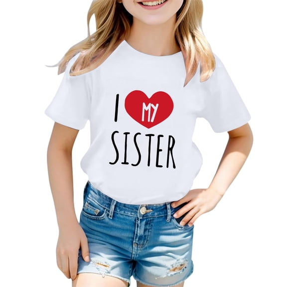 Curuila Toddler Kids Girls T Shirts Short Sleeve Letter Print Crew Neck Tops For Girls Loose Fit Soft Tee Size 1-2 Years