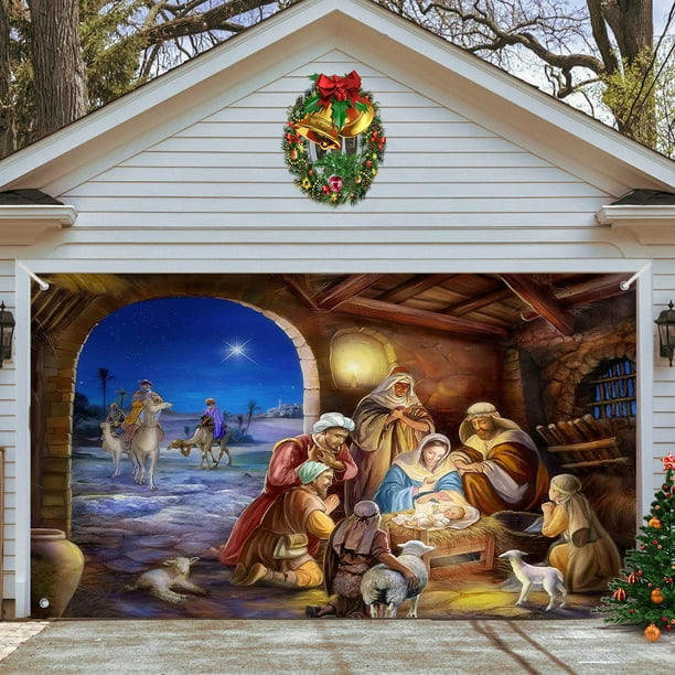 LADIGASU Póster de Navidad Cubrir Puerta de Garaje,Murales de Pared,Invierno,Al Aire Libre,Decoración de Puerta Grande para Interior y Exterior Decoración de Navidad Rebajas Flash Deals 1X Tela pa