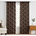 thumbnail image 2 of Vargottam 84 Inch Rod Pocket/Back Tab Cotton Curtains for Windows and Doors- Light Filtering Cotton- Light Filtering Drapes For Doors- Set of 2 Panels, 52"x84"- Botanical Flowers Print (Black), 2 of 8