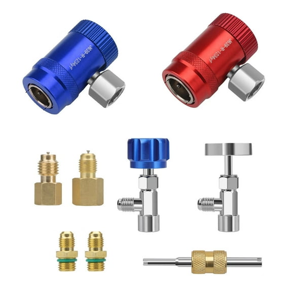 Car A/C R1234YF Quick Coupler Adapter Set with Self-Sealing & Puncture Can Tap TAPDRA Accessory Part