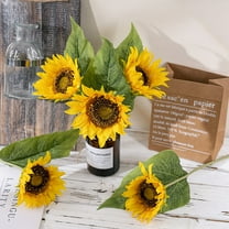 dianhelloya Artificial Flower Sunflowers Lifelike Realistic Low-maintenance Non-fading Easy-care Artificial Flowers Yellow