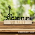 thumbnail image 3 of Craftnamesign Custom Wooden Acoustic Floral Guitar Player Name Plate, Guitarist Metal Nameplate, 3 of 5