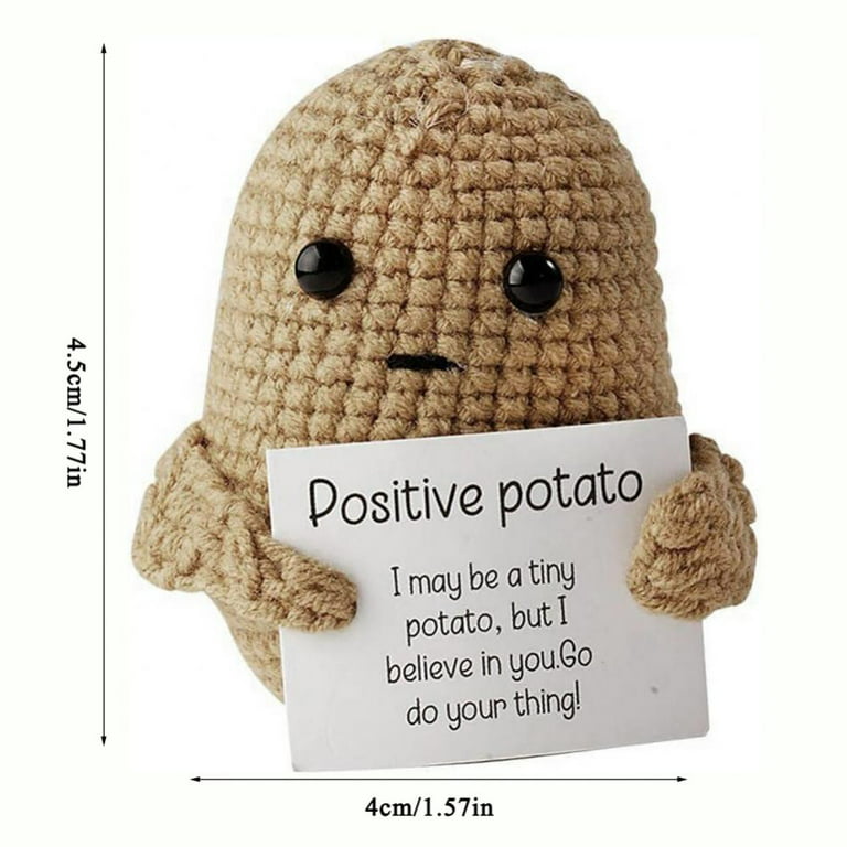Positive Potato Wool Knitted Potato Doll with Positive Card Home Decoration
