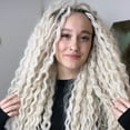 thumbnail image 4 of Bright Blonde Wig Deep Wavy Braided Hair Extensions High Temperature Silk Boho Knotless Braids for Women, 4 of 8