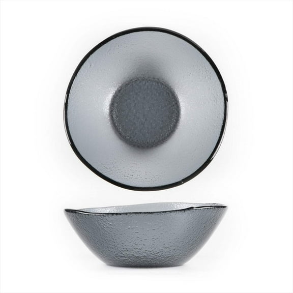Glass Dinnerware dia.7.5" h:2.75" 20 oz. Round Charcoal Glass Bowl