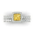 thumbnail image 2 of Clara Pucci 14K White Gold Princess Cut 0.75Ct Natural Citrine Engagement Ring + Matching Band - Luxury Box Included, 2 of 7