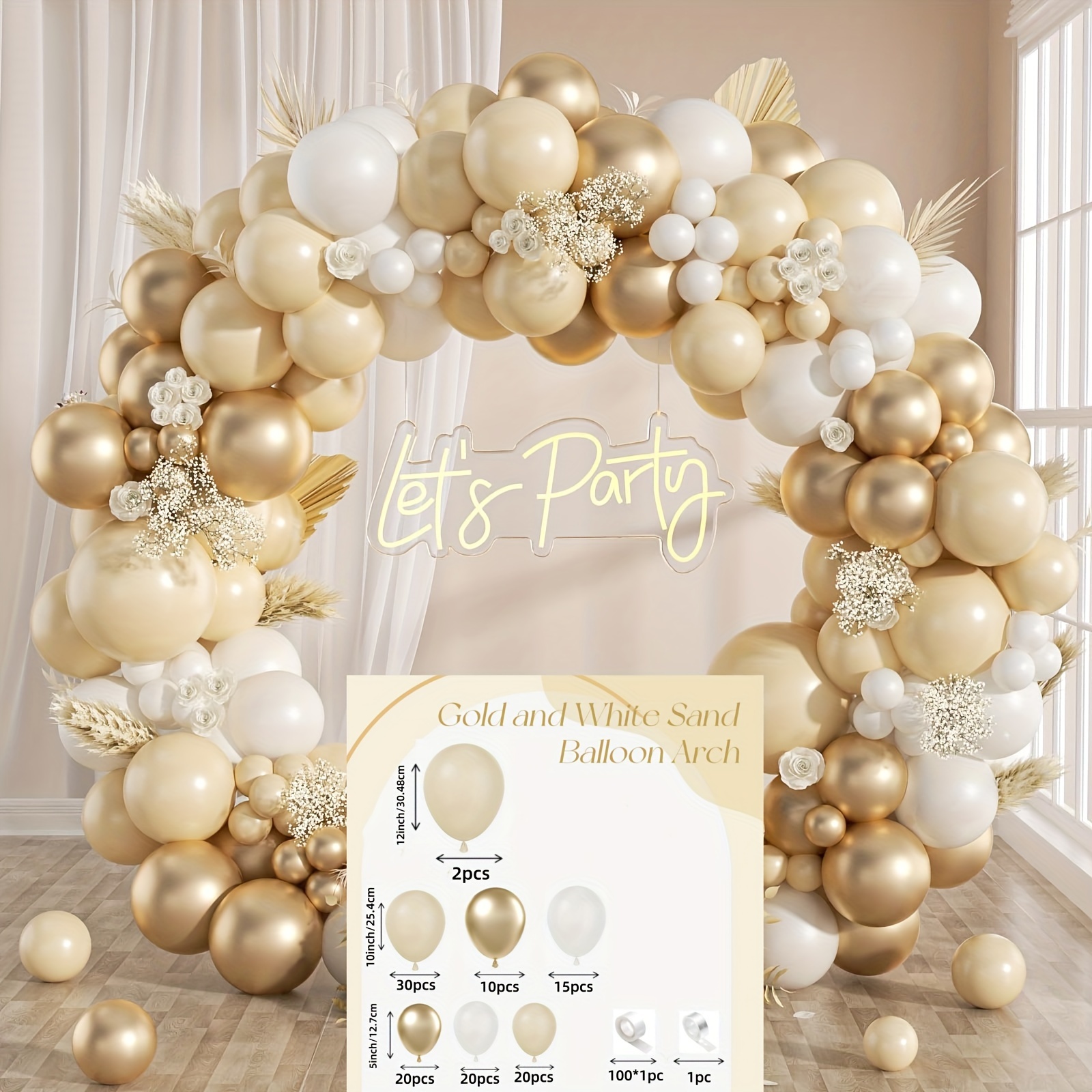 119pcs Elegant White & Golden Balloon Arch Kit - Perfect for Weddings, Engagements, Birthdays, Graduations & More - Versatile Party Decor Set