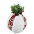 thumbnail image 2 of Northlight Faux Fur and Nordic Print Christmas Ball Ornament - 8", 2 of 8