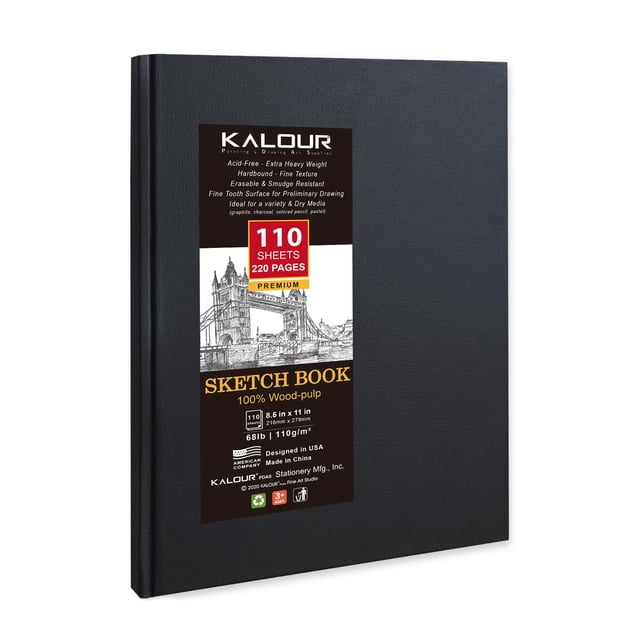 Cuaderno de Bocetos KALOUR 21x28 cm 110 Hojas Papel Libre de Ácido