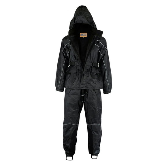 Daniel Smart Motorcycle Soft Polyester Rain Suit for Man Waterproof with Reflective piping and Zipper Closure.