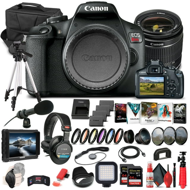 Canon EOS Rebel T7 Appareil Photo Reflex Numérique avec Objectif 18-55mm 2727C002 - Ensemble Pro (Modèle International)
