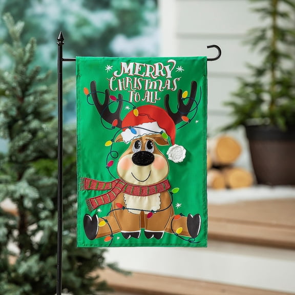 Evergreen Merry Christmas to All Applique Garden Flag 12 x 18 Inches Indoor Outdoor Decor