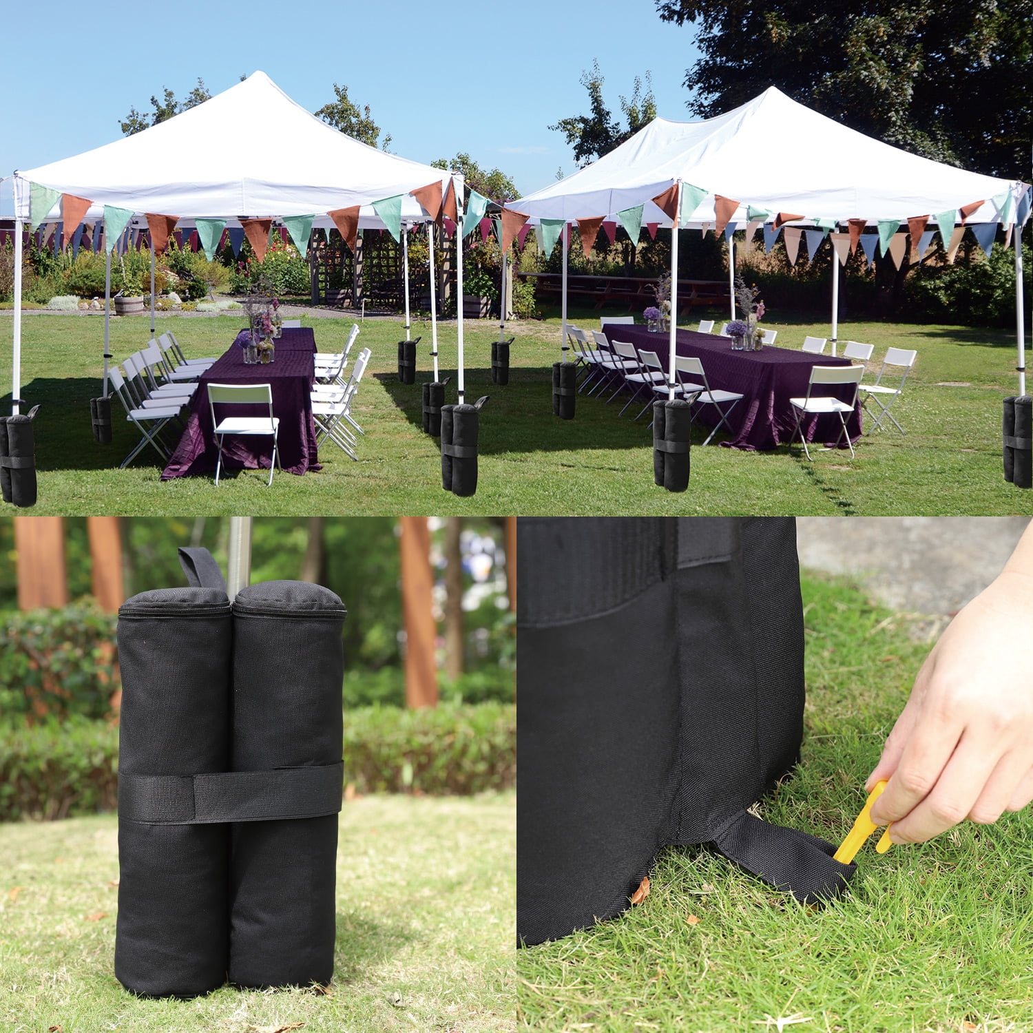 4-Pack KUYOU Canopy Weight Bags 30 lb for Pop up Canopy Tent Sand Not Included Leg Weights Sand Bags for Instant Outdoor Sun Shelter Canopy 