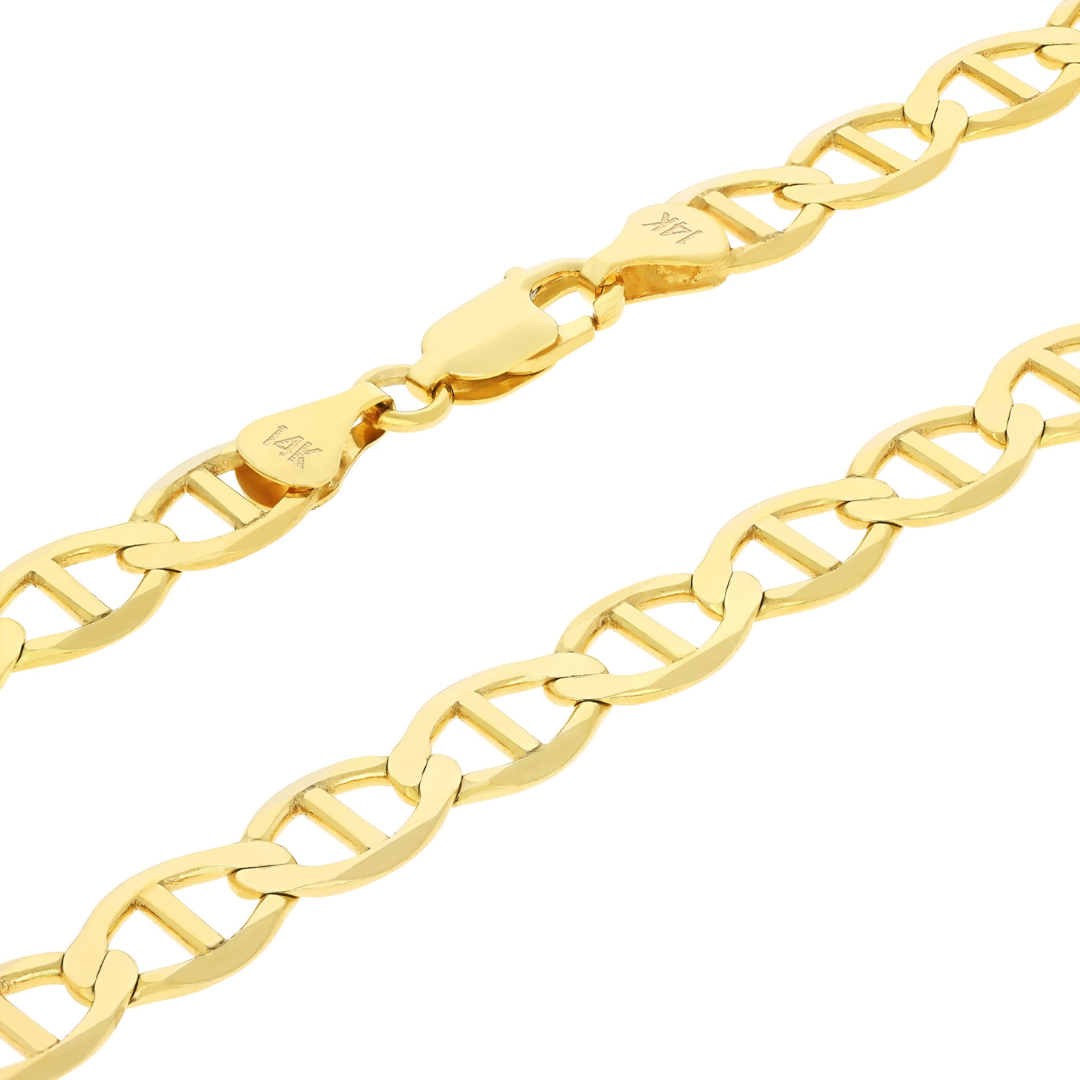 Nuragold 14k Real Yellow Gold Solid Mariner 6mm Chain Anchor Link Bracelet (7"-9") Italian Jewelry for Men