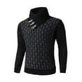 thumbnail image 5 of Miluxas Men's Shawl Collar Pullover Sweater Casual Slim Button Textured Knit Sweaters Black, 5 of 8