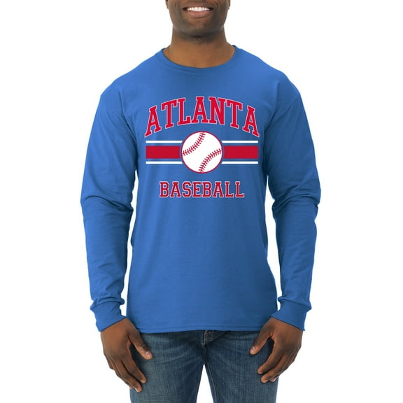 Wild Bobby City of Atlanta Baseball Fantasy Fan Sports Men's Long Sleeve T-Shirt, Royal, X-Large