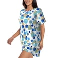 thumbnail image 2 of Lsque Golden Blue Snowflakes Women's Short-Sleeved Pajama Set - 2 Piece Soft and Lightweight Sleepwear Set-X-Large, 2 of 9