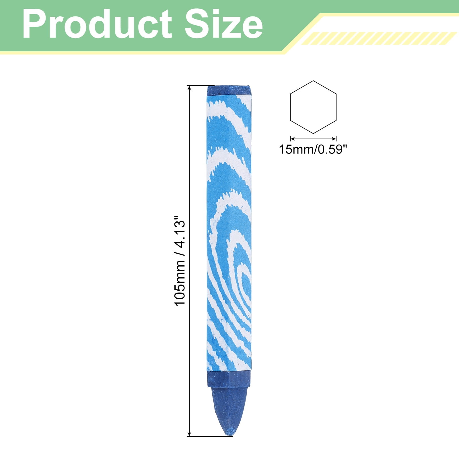 Uxcell Lumber Marking Crayons, 24 Pcs Blue Hex Wax Tire Marker, 4.1" x 0.59" Hex Waterproof Drawing Crayons Furniture Marker for Wood, Glass, Cartons, Cloth, Stone, Ceramics