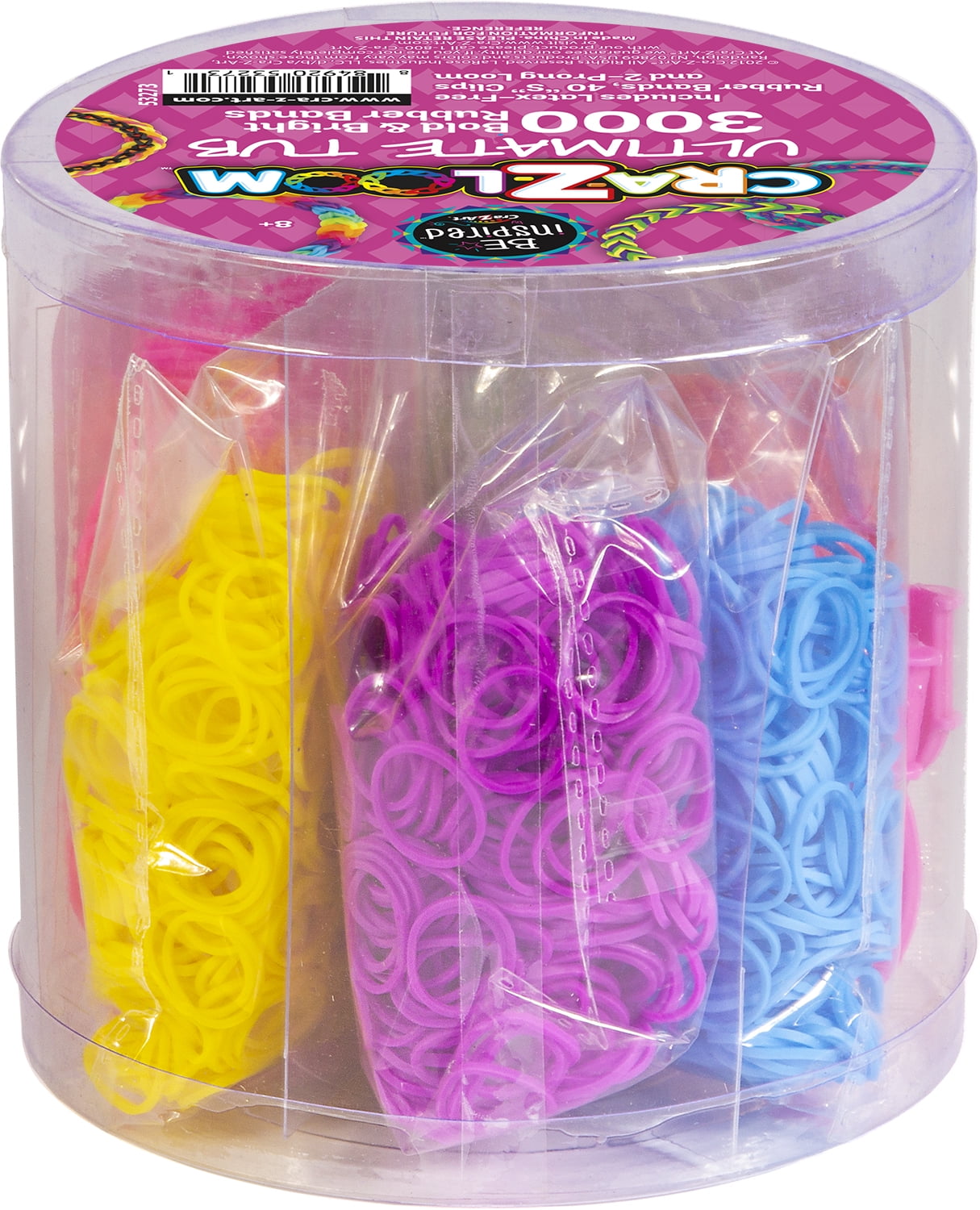 Cra-Z-Art 19186 CRA Z Ultimate Tub Includes 3000 Colourful Latex Free  Rubber Bands 40 'S' Clips and a 2 Prong Loom