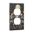 thumbnail image 2 of Yayeee Duplex Wall Plate 1-Gang 4.5"x2.7" Home Receptacle Light Switch Decorative Outlet Cover, Black Halloween Dancing Skeleton, 2 of 7