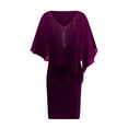 thumbnail image 5 of Rvkxad Casual Summer Dresses for Women Under $10 Sleeveless Flowy Cocktail Pencil Dress Casual Spring Formal Elegant V Neck Chiffon Bodycon Cape Dress Purple 5XL, 5 of 5