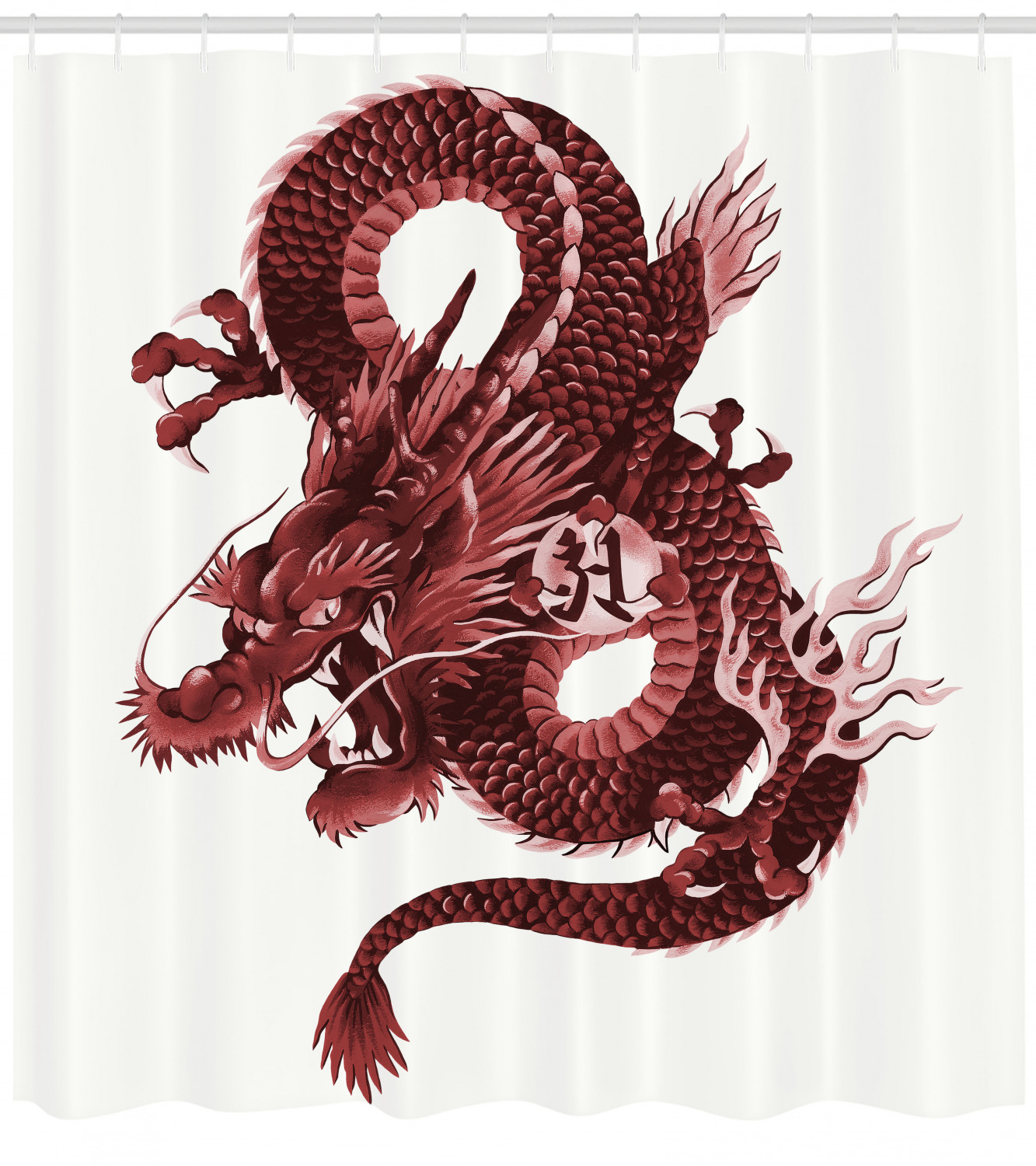 Dragon Shower Curtain, Japanese Dragon Figure Tatsu Symbol Sacred Folk