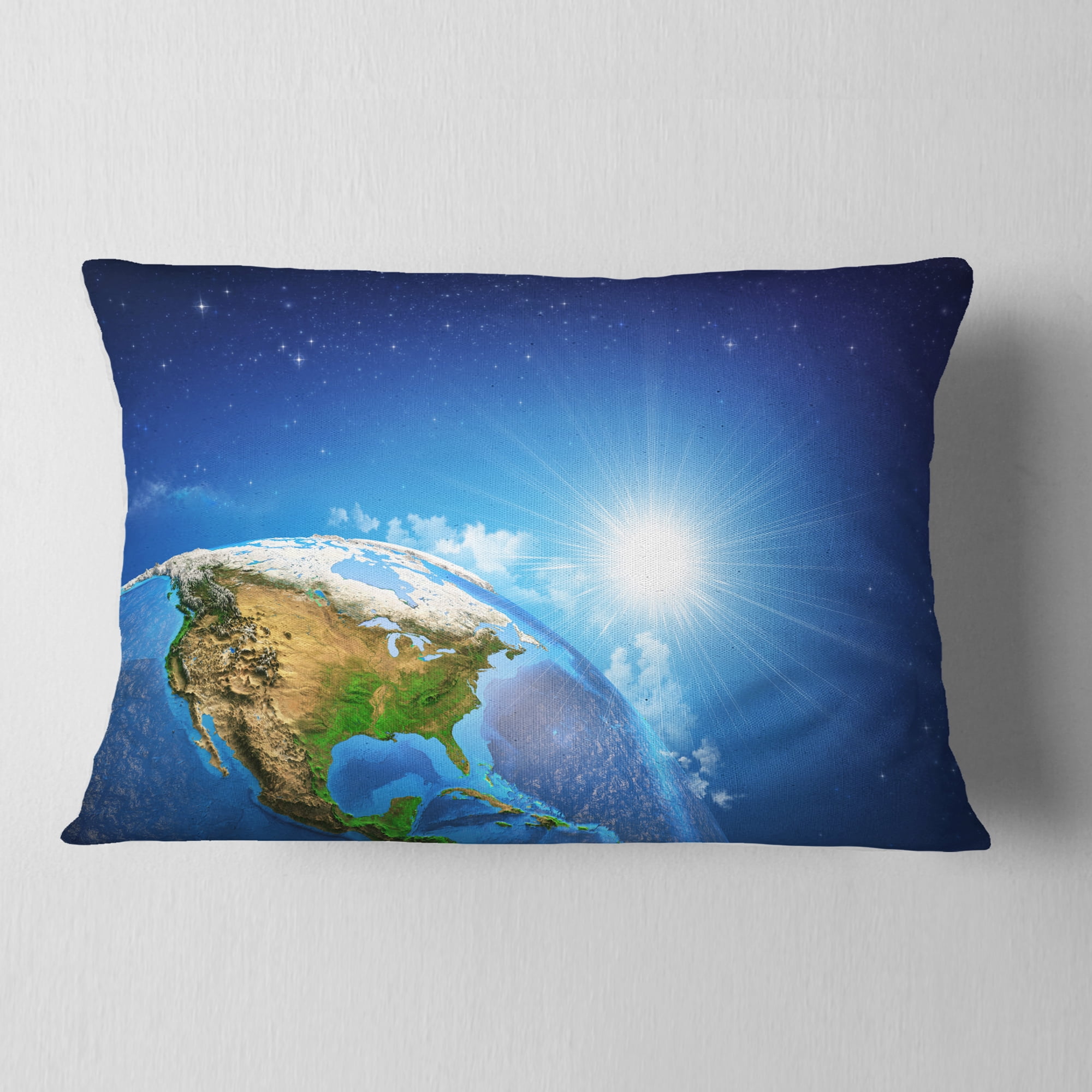 Designart Sunrise over the Earth Landscape - Abstract Throw Pillow - 12x20