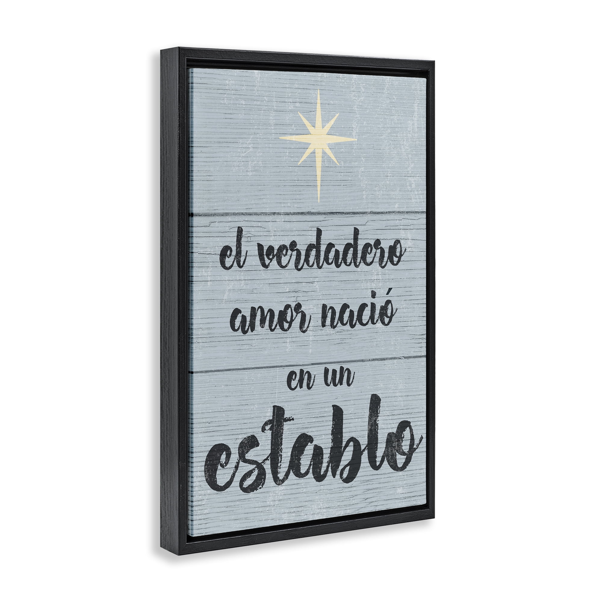 Stupell Industries Amor Verdadero en un Establo Holiday Painting Black Floater Framed Art Print Wall Art, 17 x 25