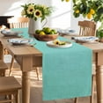 thumbnail image 2 of Table Runner 60 Inches Long for Kitchen Dining, Turquoise Dresser Scarf Farmhouse, Dining Table Decorations for Wedding/Parties, Farmhouse Burlap Solid Teal Color Modern Linen Texture 13 x 60 In, 2 of 9