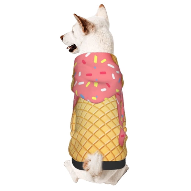 Balery Pink Ice Cream Sudadera con Capucha para Perros Pequeños – Ropa para Mascotas, Disfraz para Perros y Gatos, Ideal para Fiestas y Cosplay-Small