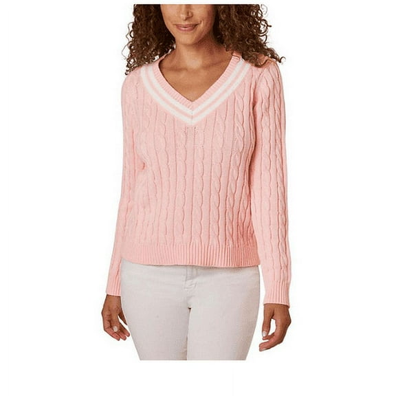 Lands' End Women's V-Neck Cable Sweater